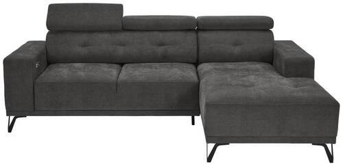 ECKSOFA Dunkelgrau Chenille  - Dunkelgrau/Schwarz, KONVENTIONELL, Textil/Metall (264/178cm) - Hom`in