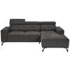 ECKSOFA Dunkelgrau Chenille  - Dunkelgrau/Schwarz, KONVENTIONELL, Textil/Metall (264/178cm) - Hom`in