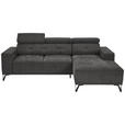 ECKSOFA in Chenille Dunkelgrau  - Dunkelgrau/Schwarz, KONVENTIONELL, Textil/Metall (264/178cm) - Hom`in