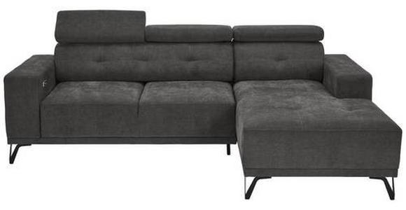 ECKSOFA in Chenille Dunkelgrau  - Dunkelgrau/Schwarz, KONVENTIONELL, Textil/Metall (264/178cm) - Hom`in