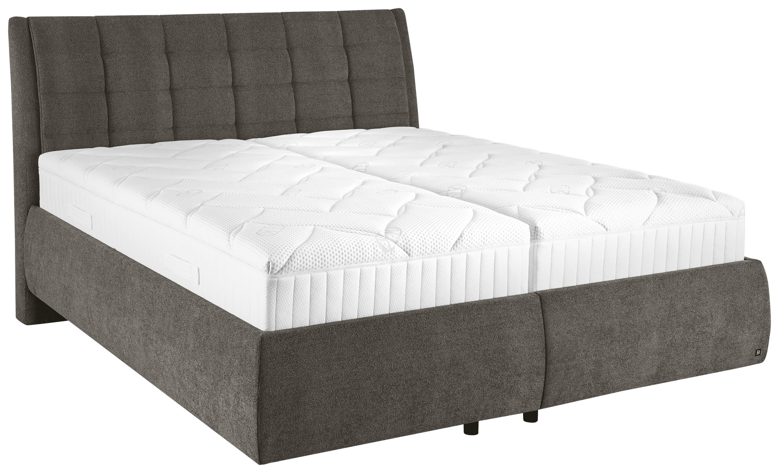 POLSTERBETT Matratze, Lattenrost, Bettkasten Graubraun 160/200 cm  - Graubraun/Schwarz, Design, Holz/Holzwerkstoff (160/200cm) - Dieter Knoll