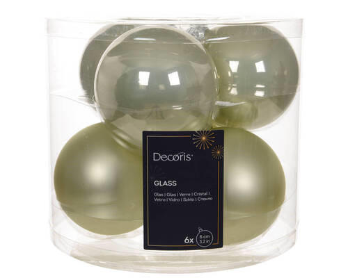 CHRISTBAUMKUGEL-SET 8,00 cm 6-teilig  - Mintgrün, KONVENTIONELL, Glas (8,00cm)
