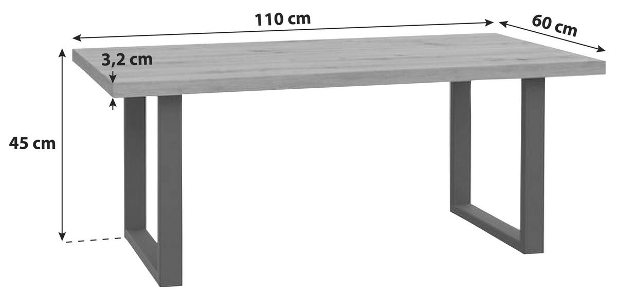 KONFERENČNÍ STOLEK, černá, barvy dubu, kov, plast, kompozitní dřevo, 110/60/45 cm - černá/barvy dubu, Moderní, kov/kompozitní dřevo (110/60/45cm) - MID.YOU