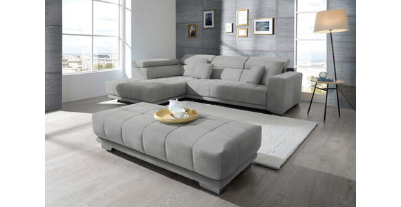 ECKSOFA in Mikrofaser Hellgrau  - Chromfarben/Hellgrau, Design, Textil/Metall (207/301cm) - Xora