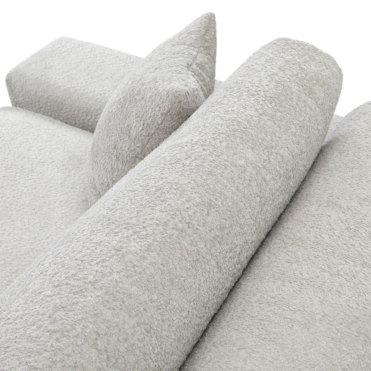 ECKSOFA  Greige Bouclé  - Greige/Schwarz, MODERN, Kunststoff/Textil (255/255cm) - Landscape