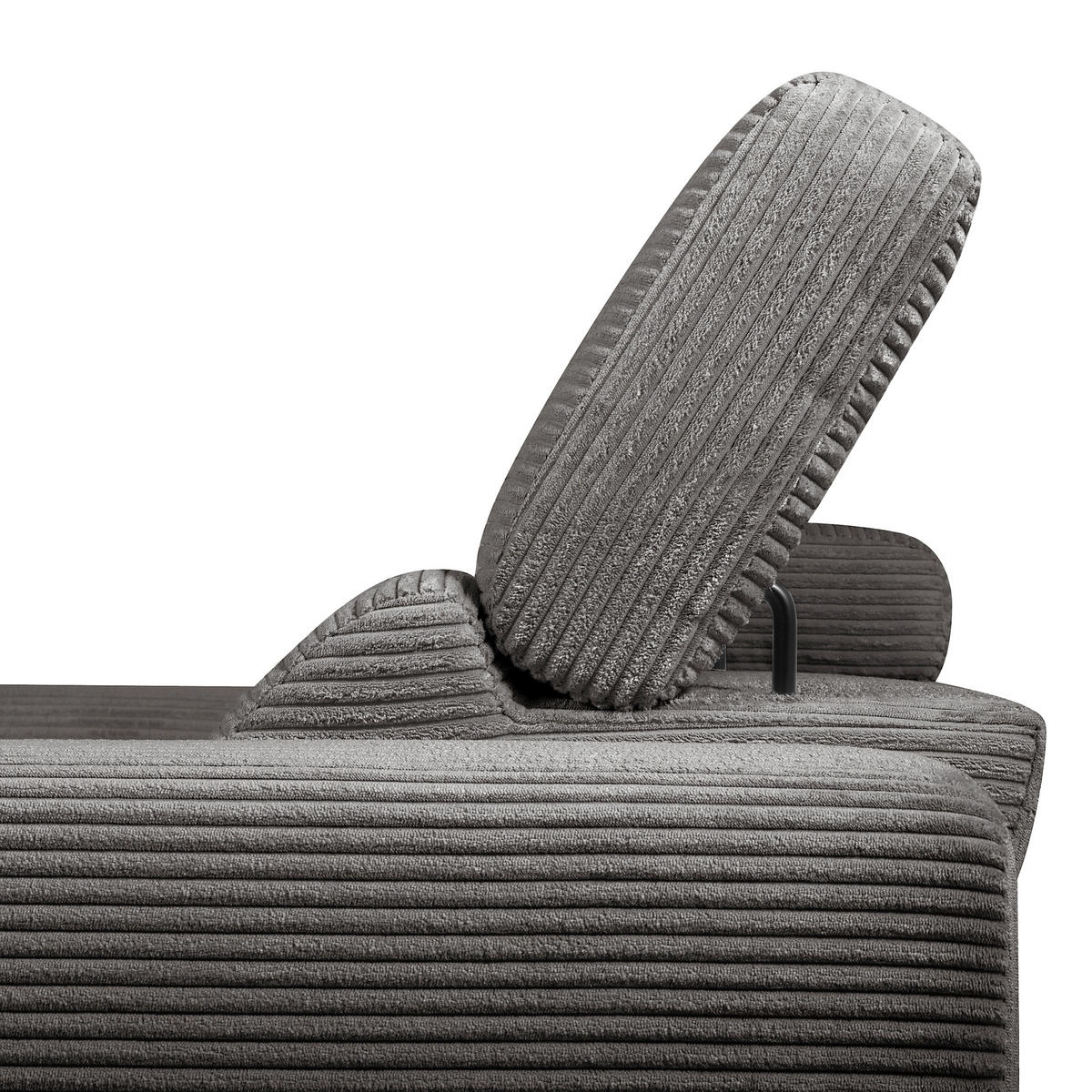 ECKSOFA RENO Grau Cord Relaxfunktion, Kopfteilverstellung  - Schwarz/Grau, Design, Kunststoff/Textil (184/248cm) - Livetastic
