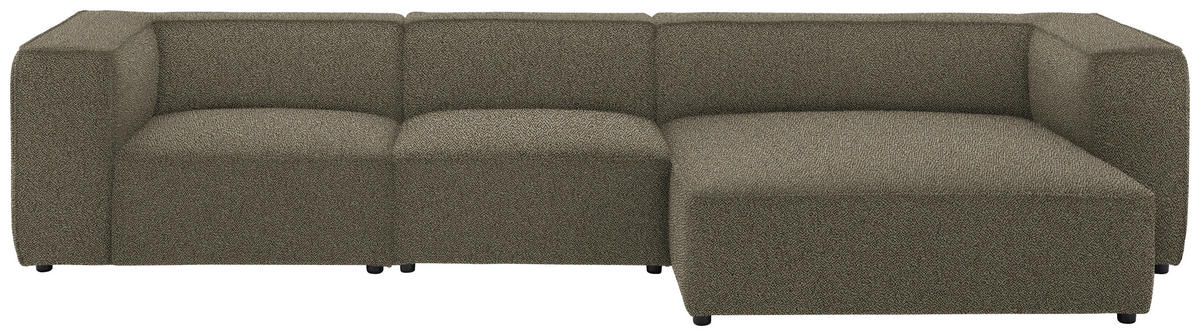 ECKSOFA in Flachgewebe Sandfarben  341/164 cm  - Sandfarben/Schwarz, Design, Kunststoff/Textil (341/164cm) - W.Schillig