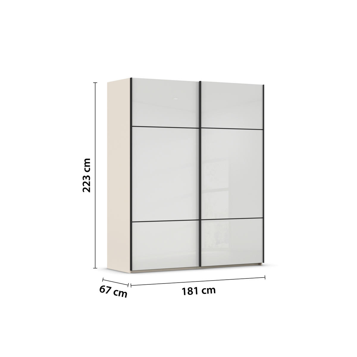 SCHWEBETÜRENSCHRANK in Weiss, Champagner  - Weiss/Champagner, Konventionell, Glas/Holzwerkstoff (181/223/67cm) - Novel