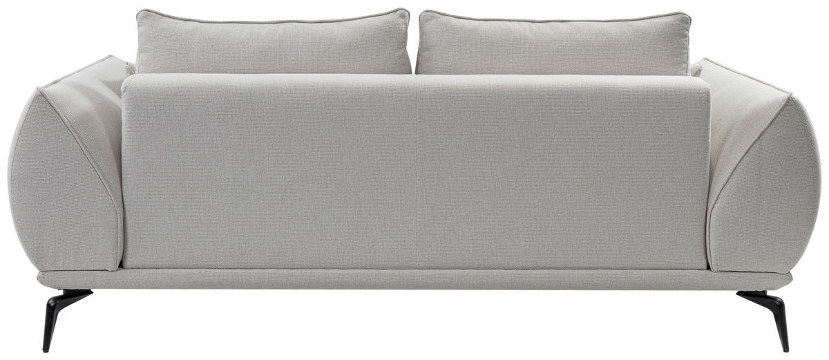2-SITZER-SOFA in Webstoff Creme  - Creme/Schwarz, Modern, Textil/Metall (208/86/118cm) - MID.YOU