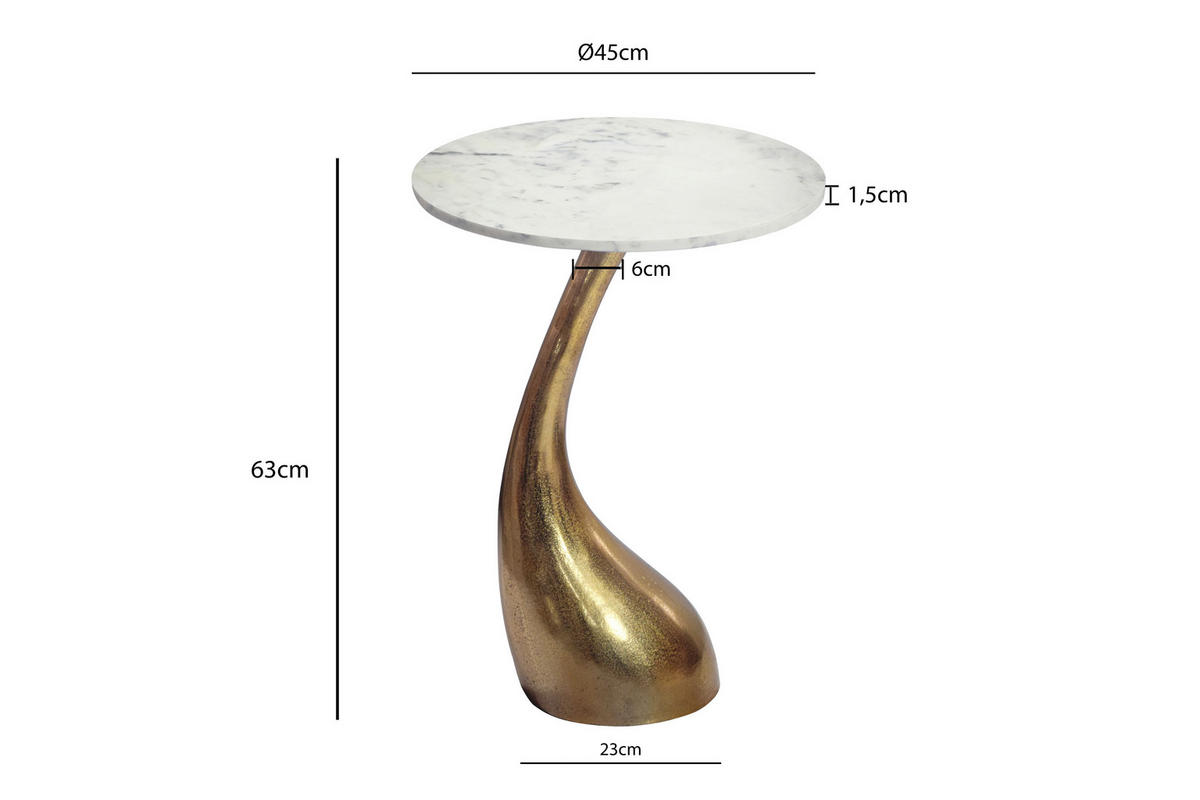 SIDOBORD i sten 45/45/63 cm  - vit/guldfärgad, Design, metall/sten (45/45/63cm) - MID.YOU