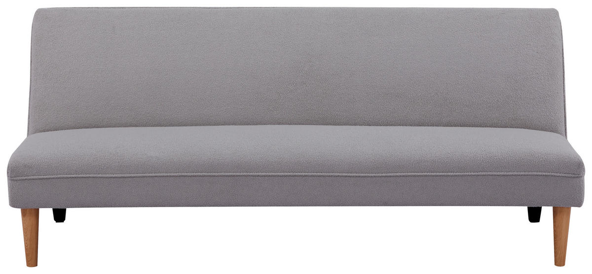 SCHLAFSOFA in Bouclé Grau  - Schwarz/Naturfarben, Modern, Holz/Kunststoff (183/77/87cm) - P & B