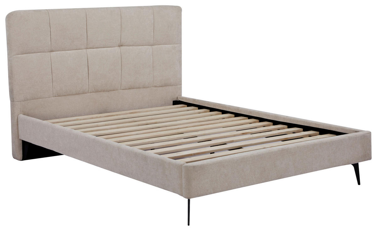 POLSTERBETT 140/200 cm, inkl. Lattenrost,  in Beige  - Beige/Schwarz, Design, Holz/Textil (140/200cm) - Boxxx