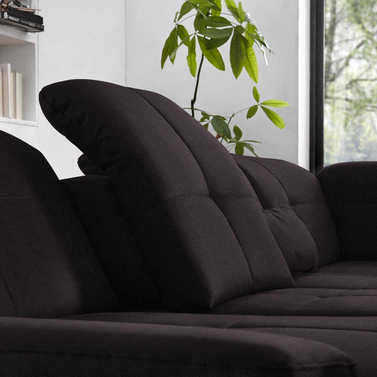 WOHNLANDSCHAFT  in Mikrofaser Anthrazit  - Chromfarben/Anthrazit, Design, Textil (195/371/260cm) - Beldomo Style