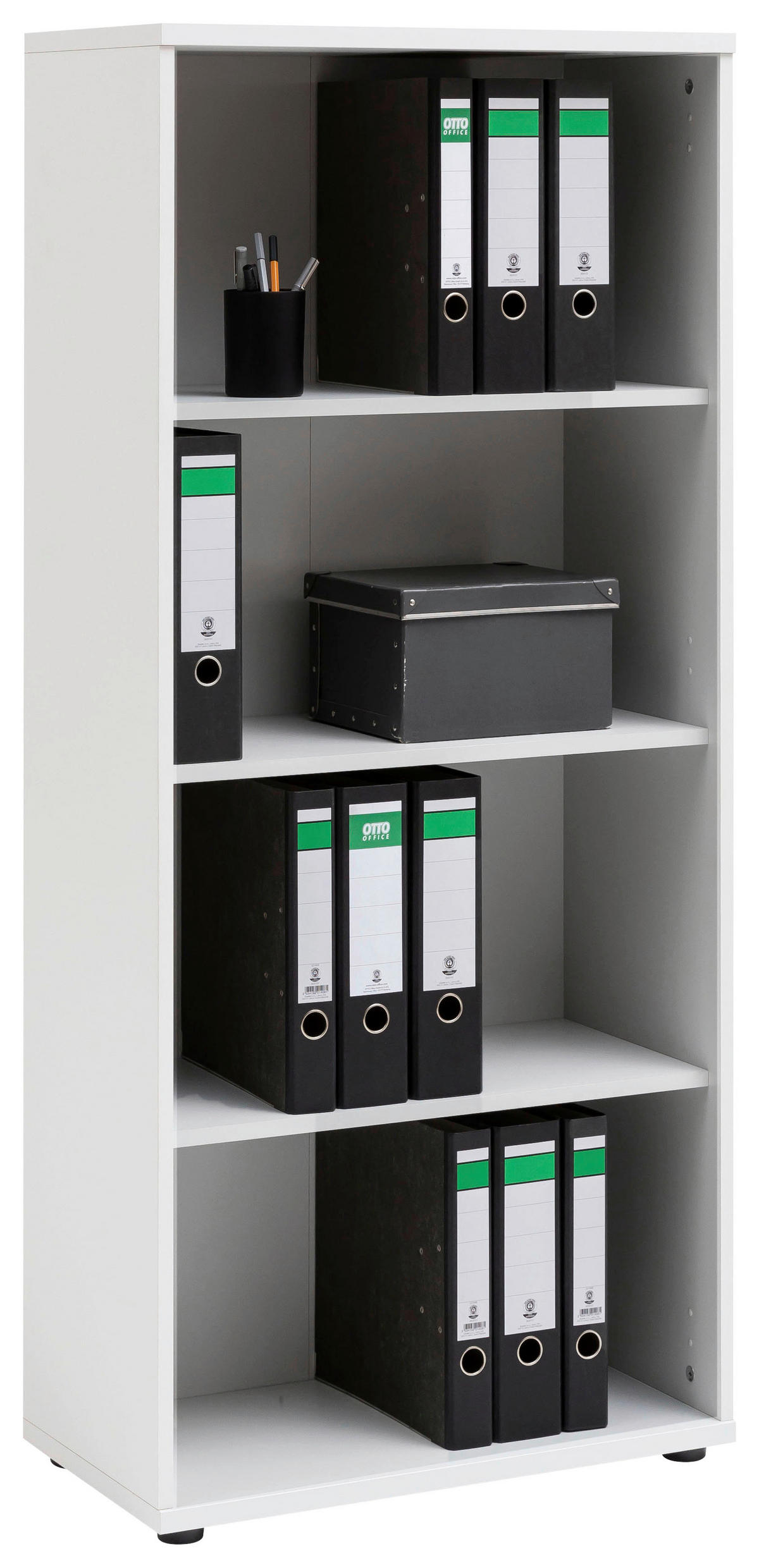 AKTENREGAL Weiß  - Schwarz/Weiß, Basics, Holzwerkstoff/Kunststoff (65,1/146,9/34,5cm) - MID.YOU