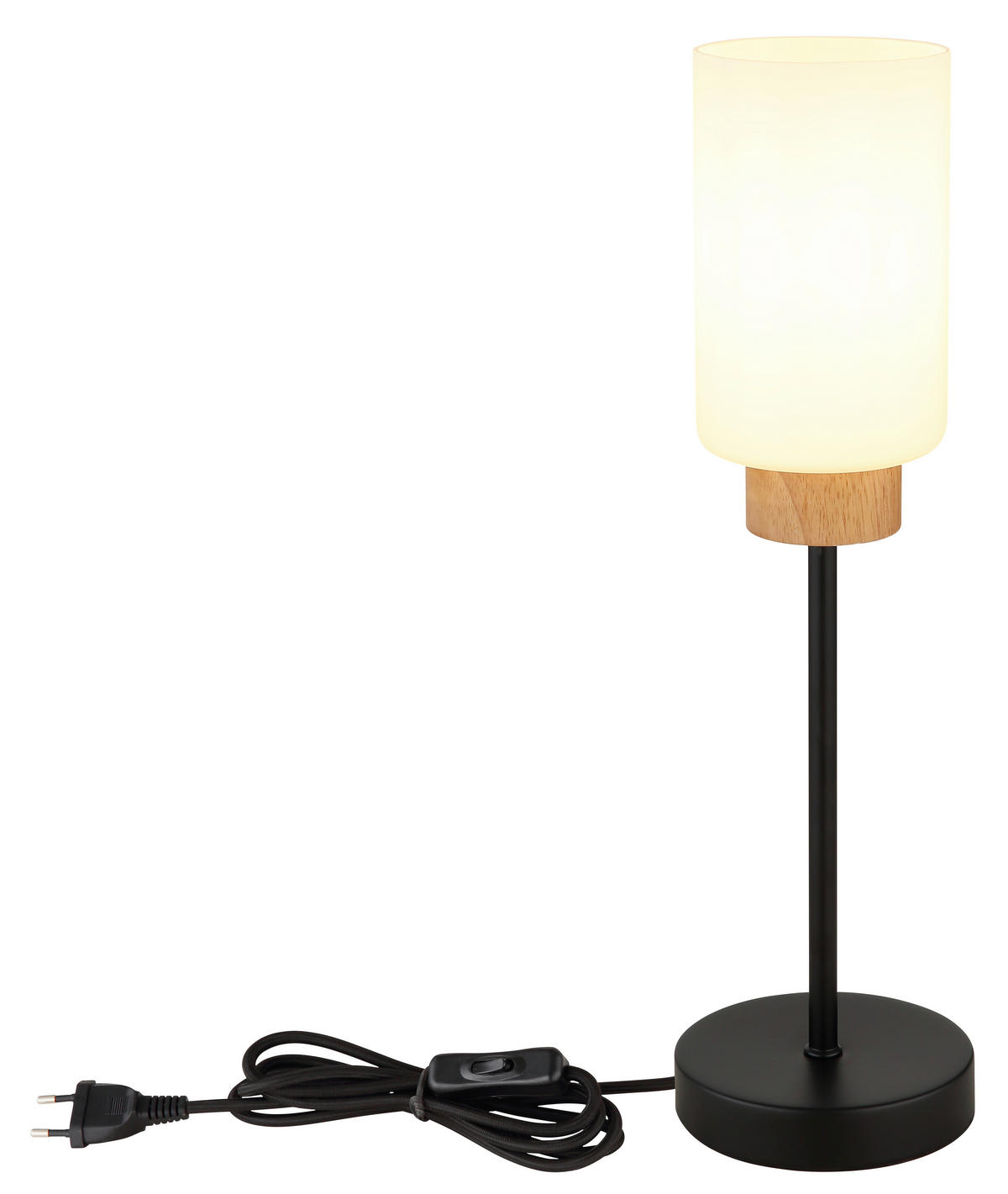 TISCHLEUCHTE Rowena 12/42 cm  - Opal/Schwarz, Design, Glas/Holz (12/42cm) - Globo