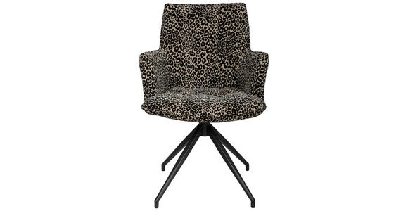 ARMLEHNSTUHL  Stoffauswahl, Sitzfläche 360° drehbar, automatische Rückholfunktion Jacquard  - Hellbraun/Schwarz, Design, Textil/Metall (59/89.5/63cm) - Novel