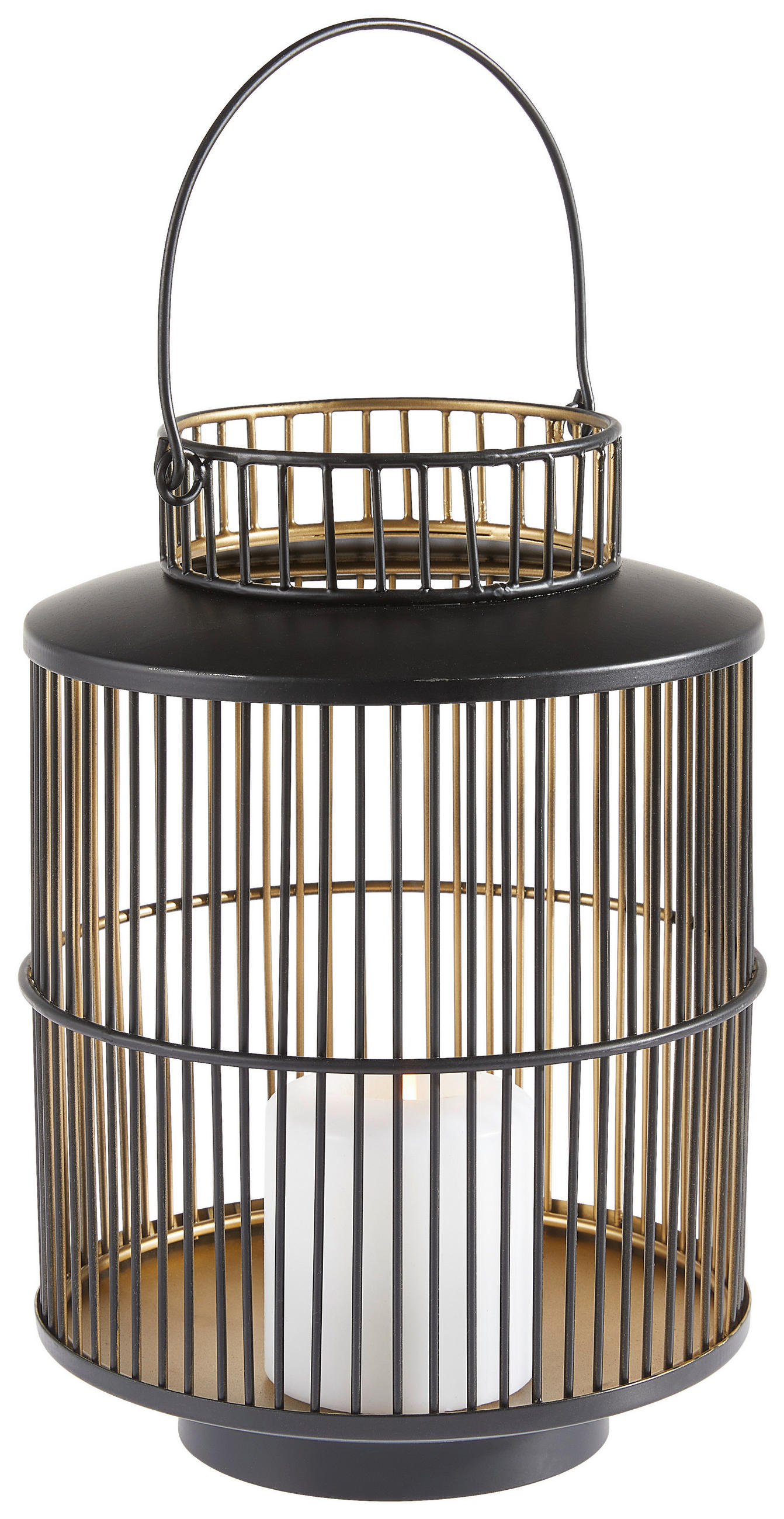 LATERNE - Goldfarben/Schwarz, Design, Metall (20cm) - Ambia Home