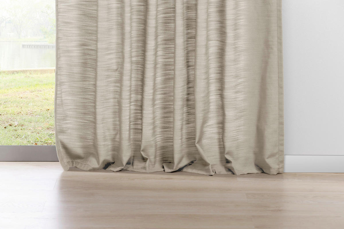 ÖSENVORHANG halbtransparent  - Beigebraun, Basics, Textil (135/245cm)