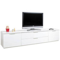 TV-ELEMENT bela, visoki sijaj  - bela/visoki sijaj, Moderno, kovina/leseni material (240/50/40,5cm) - Carryhome
