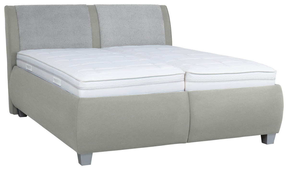 POLSTERBETT Matratze, Lattenrost, Bettkasten Hellgrau 160/200 cm  - Silberfarben/Hellgrau, Design, Holzwerkstoff/Kunststoff (160/200cm) - Beldomo - Sleep