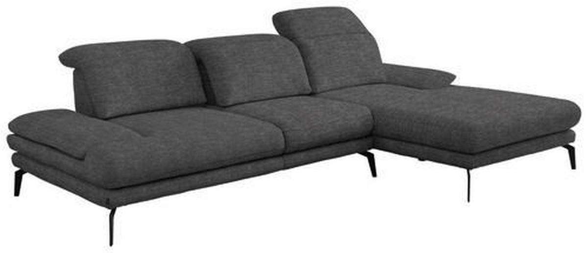 ECKSOFA in Webstoff Anthrazit  - Anthrazit/Schwarz, Design, Textil/Metall (289/180cm) - Stylife