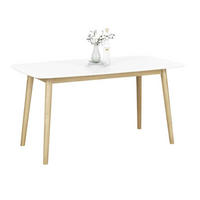 JEDILNA MIZA, masivno hrast bela, barve hrasta  - barve hrasta/bela, Design, leseni material/les (150/80/75,5cm) - Livetastic