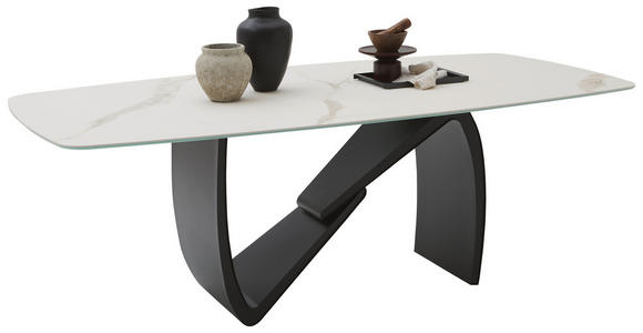 ESSTISCH in Metall, Keramik 220/110/76 cm  - Beige/Schwarz, Design, Keramik/Metall (220/110/76cm) - Belluti