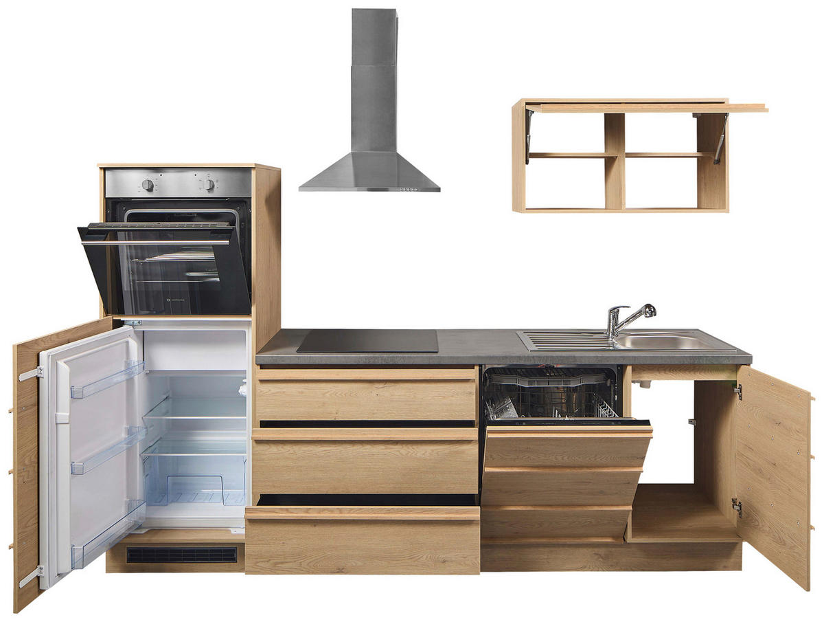 KÜCHENBLOCK 264 cm   in Eichefarben  - Eichefarben/Anthrazit, Trend, Holzwerkstoff/Kunststoff (264cm) - P & B