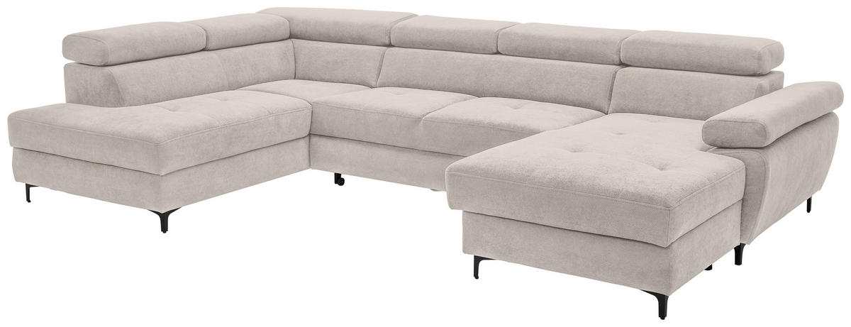 SOFFA i flatväv ljusgrå  - ljusgrå/svart, Modern, metall/textil (206/333/180cm) - Livetastic