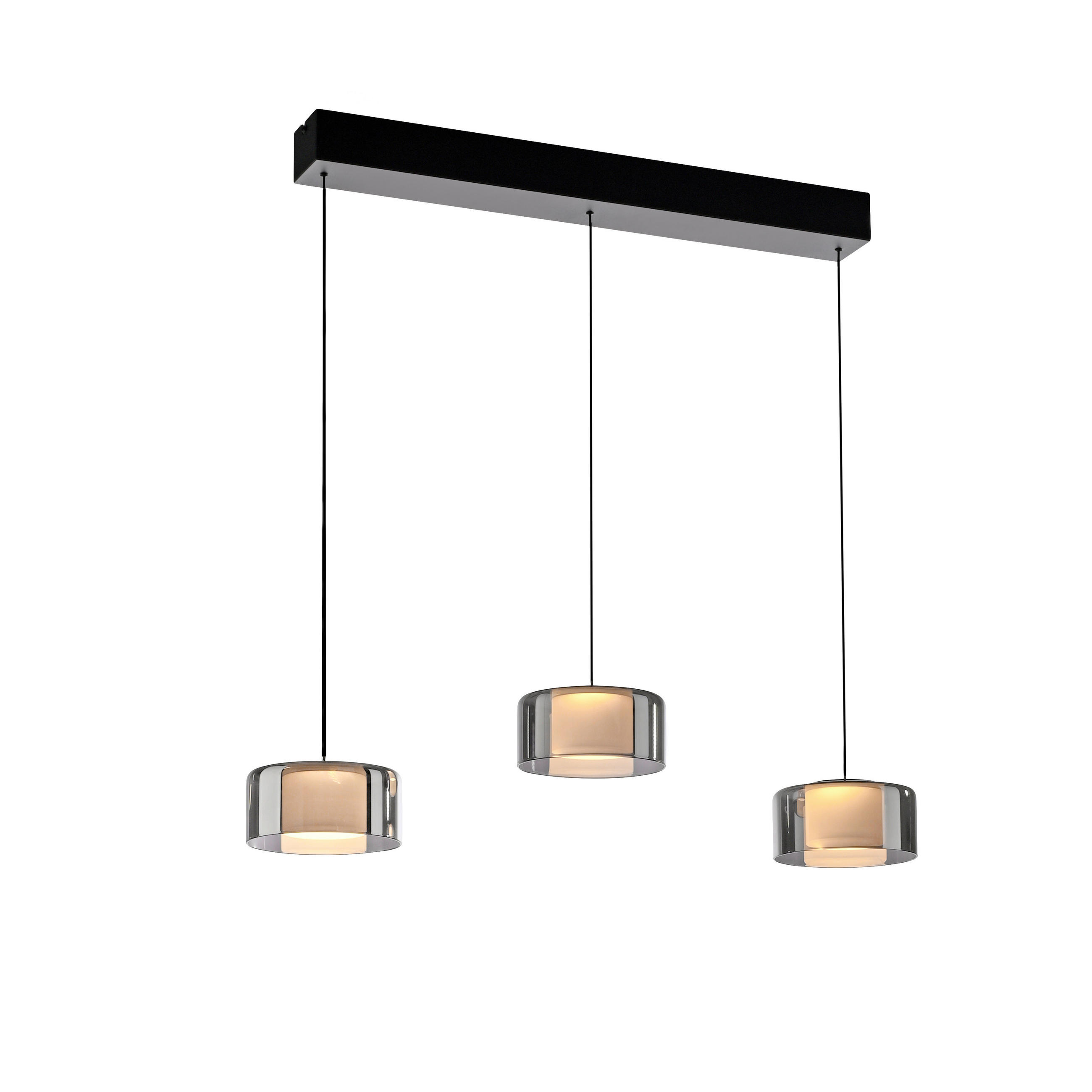 LED-HÄNGELEUCHTE 66/15/220 cm   - Schwarz, Design, Glas/Kunststoff (66/15/220cm) - Paul Neuhaus