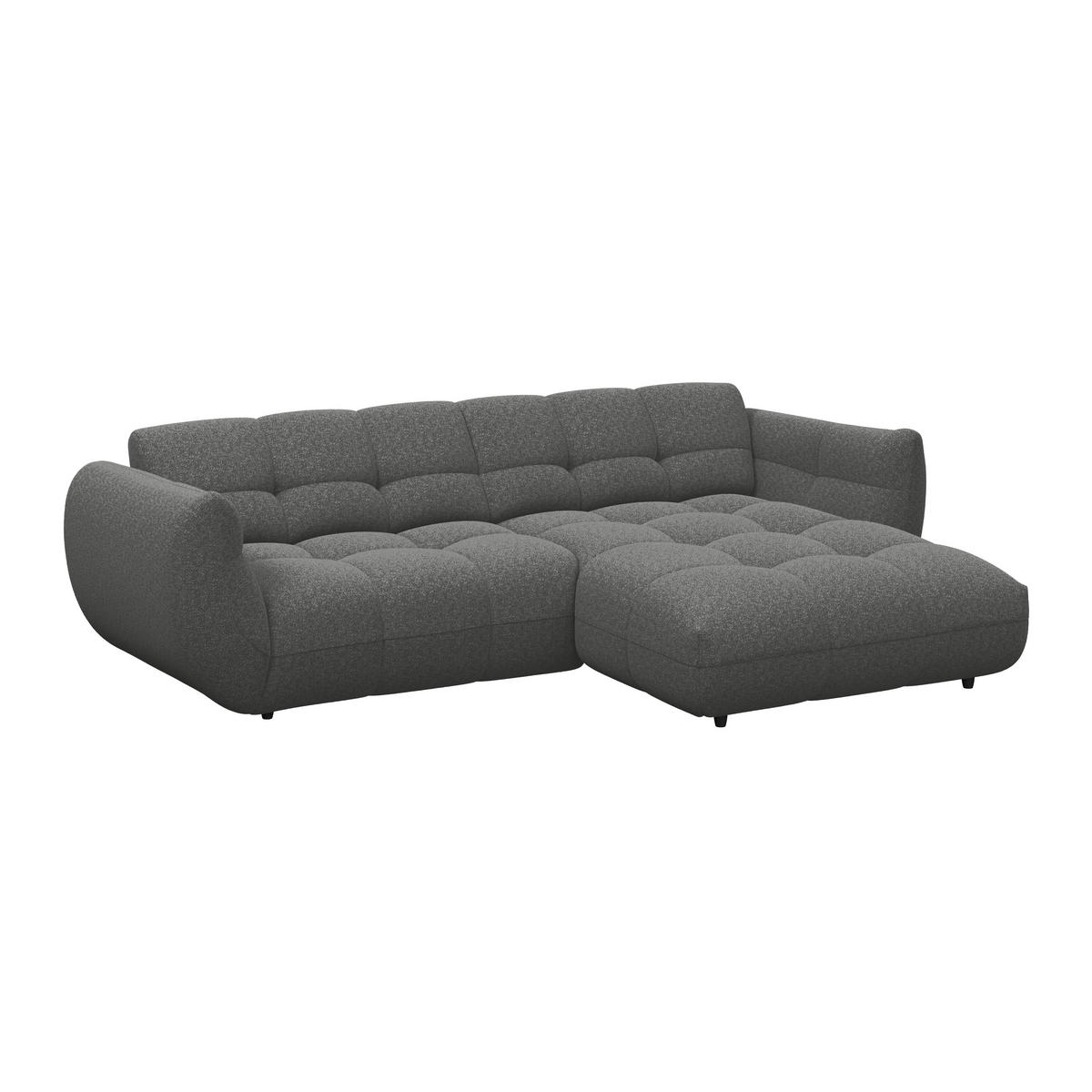 ECKSOFA Chenille Anthrazit  - Anthrazit/Schwarz, Trend, Kunststoff/Textil (280/178cm) - MID.YOU