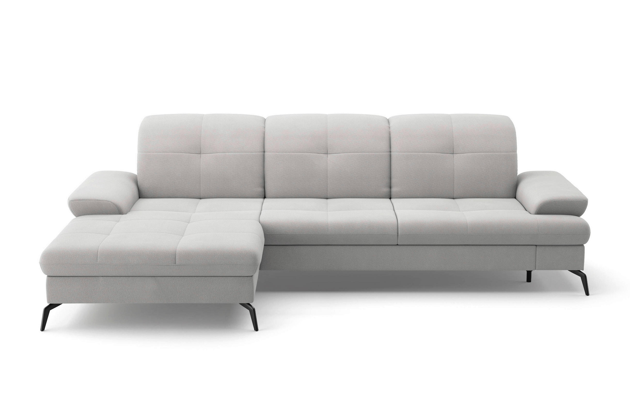 ECKSOFA in Flachgewebe Silberfarben  - Silberfarben/Schwarz, Konventionell, Textil/Metall (185/279cm) - Sit & More