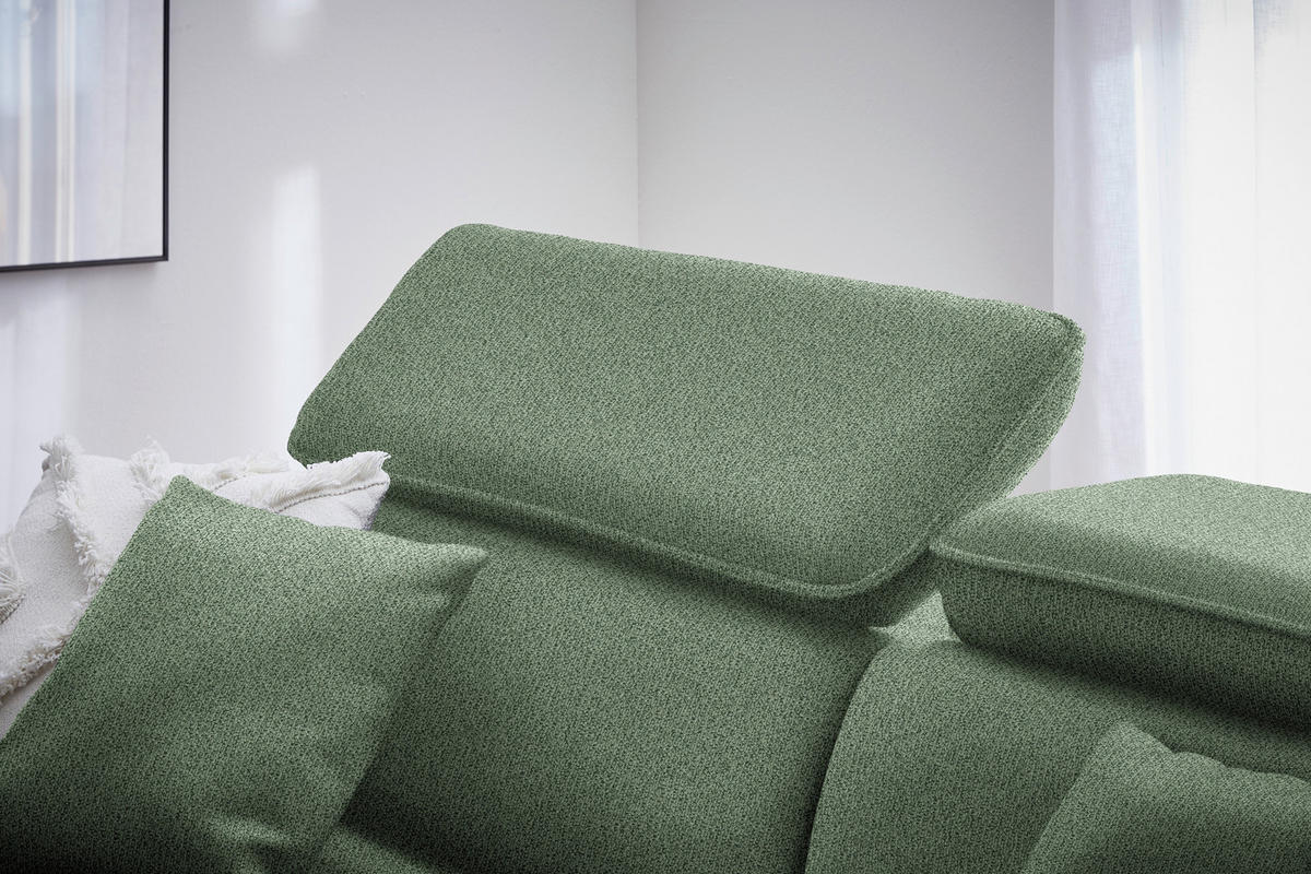 CloseUp von Stylife ECKSOFA Grün Flachgewebe.