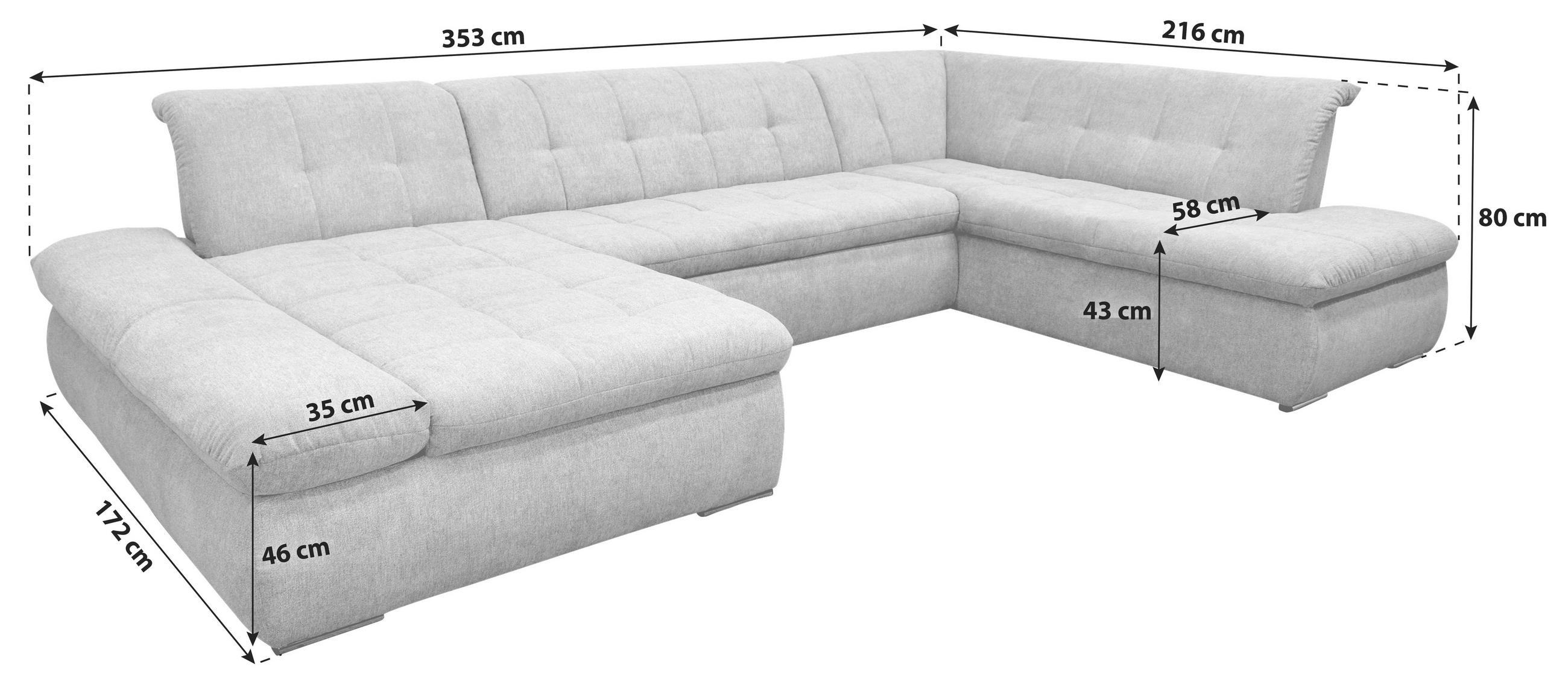 WOHNLANDSCHAFT Dunkelblau Mikrofaser  - Chromfarben/Dunkelblau, KONVENTIONELL, Textil/Metall (172/353/216cm) - MID.YOU