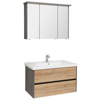 BADEZIMMER  in 91 cm  - Eichefarben/Dunkelgrau, KONVENTIONELL, Glas/Keramik (91cm) - Dieter Knoll
