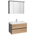 BADEZIMMER  in 91 cm  - Eichefarben/Dunkelgrau, KONVENTIONELL, Glas/Keramik (91cm) - Dieter Knoll