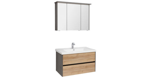 BADEZIMMER  in 91 cm  - Eichefarben/Dunkelgrau, KONVENTIONELL, Glas/Keramik (91cm) - Dieter Knoll