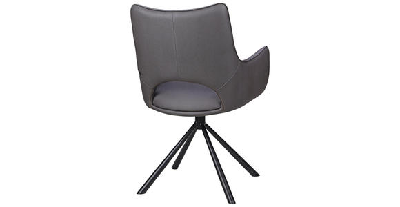 ARMLEHNSTUHL  Sitzfläche 360° drehbar, inklusive Armlehnen Mikrofaser  - Dunkelgrau/Schwarz, Design, Textil/Metall (59/88,5/62cm) - Carryhome