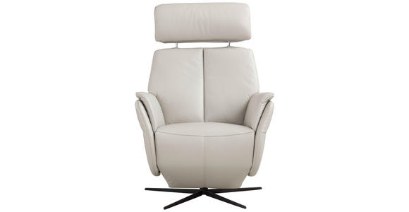 RELAXSESSEL Argo Echtleder Relaxfunktion, Kopfteilverstellung, Rücken echt    - Hellgrau, Design, Leder (71/110/80cm) - Novel