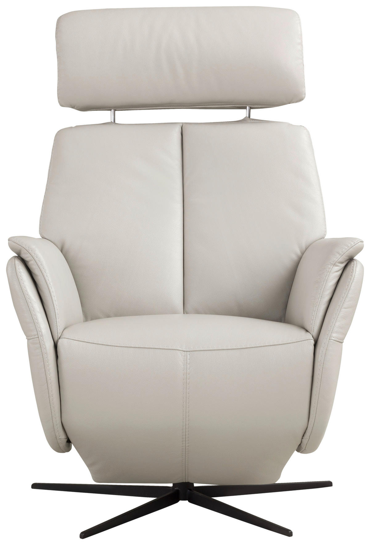 RELAXSESSEL Argo Echtleder Relaxfunktion, Kopfteilverstellung, Rücken echt    - Hellgrau, Design, Leder (71/110/80cm) - Novel