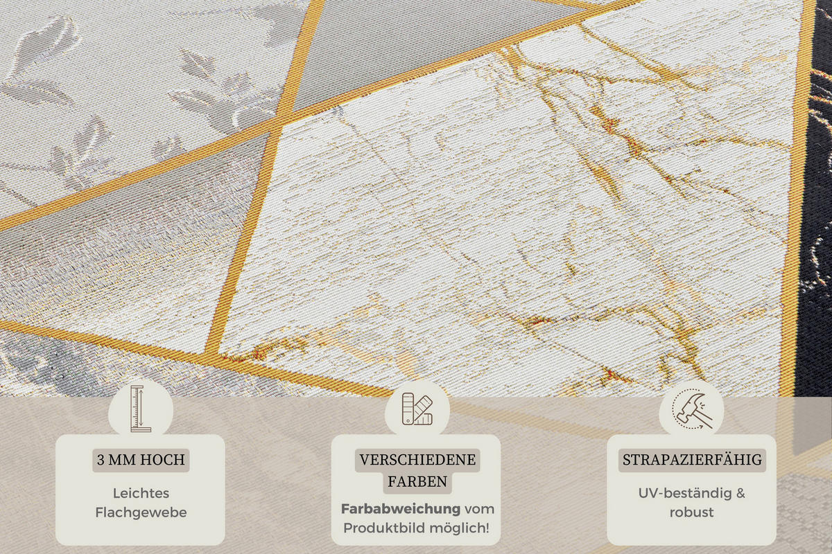 OUTDOORTEPPICH 200/285 cm Flair Goldfarben, Schwarz, Grau  - Goldfarben/Schwarz, Design, Kunststoff (200/285cm) - Hanse Home