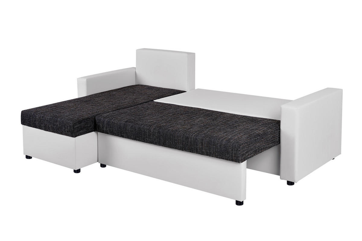 KOTNA SEDEŽNA GARNITURA, videz usnja, tkanina črna, bela  - črna/bela, Design, umetna masa/tekstil (147/228cm) - P & B