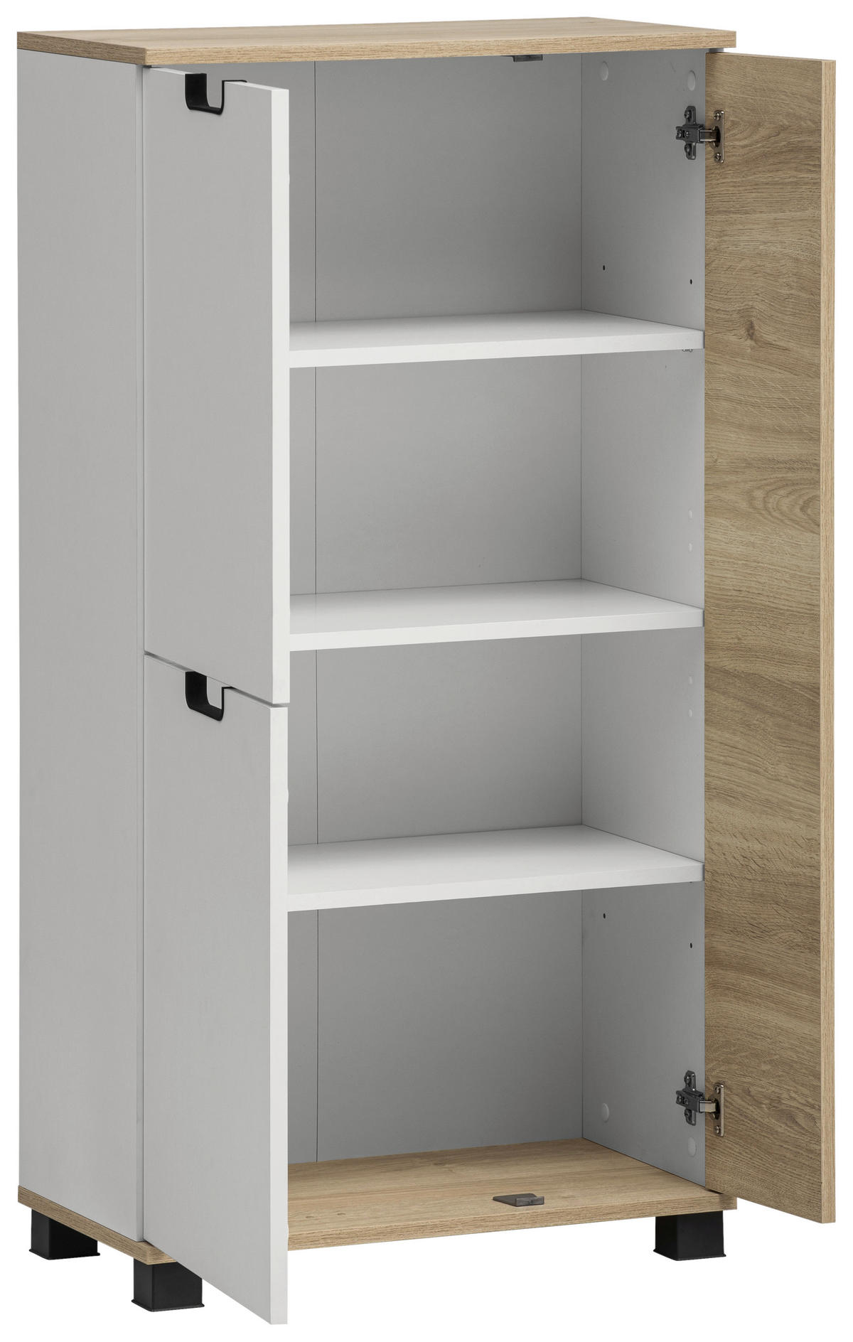 MIDISCHRANK 59,8/116,9/32,6 cm  - Eichefarben/Schwarz, MODERN, Holzwerkstoff/Kunststoff (59,8/116,9/32,6cm) - Stylife