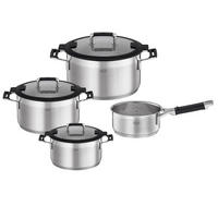 KOCHTOPFSET Silence Pro 4-teilig  - Edelstahlfarben, Glas/Metall (31/55/23,5cm) - Rösle