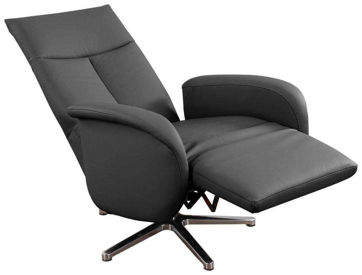 RELAXSESSEL  in Schwarz  - Chromfarben/Schwarz, KONVENTIONELL, Leder/Metall (75/112/82cm) - Sit & More