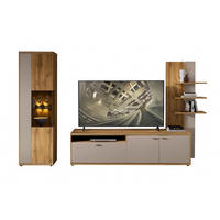 WOHNWAND  in Eichefarben, Kaschmir 310/205/49 cm  - Kaschmir/Eichefarben, Design, Glas/Holzwerkstoff (310/205/49cm) - Livetastic