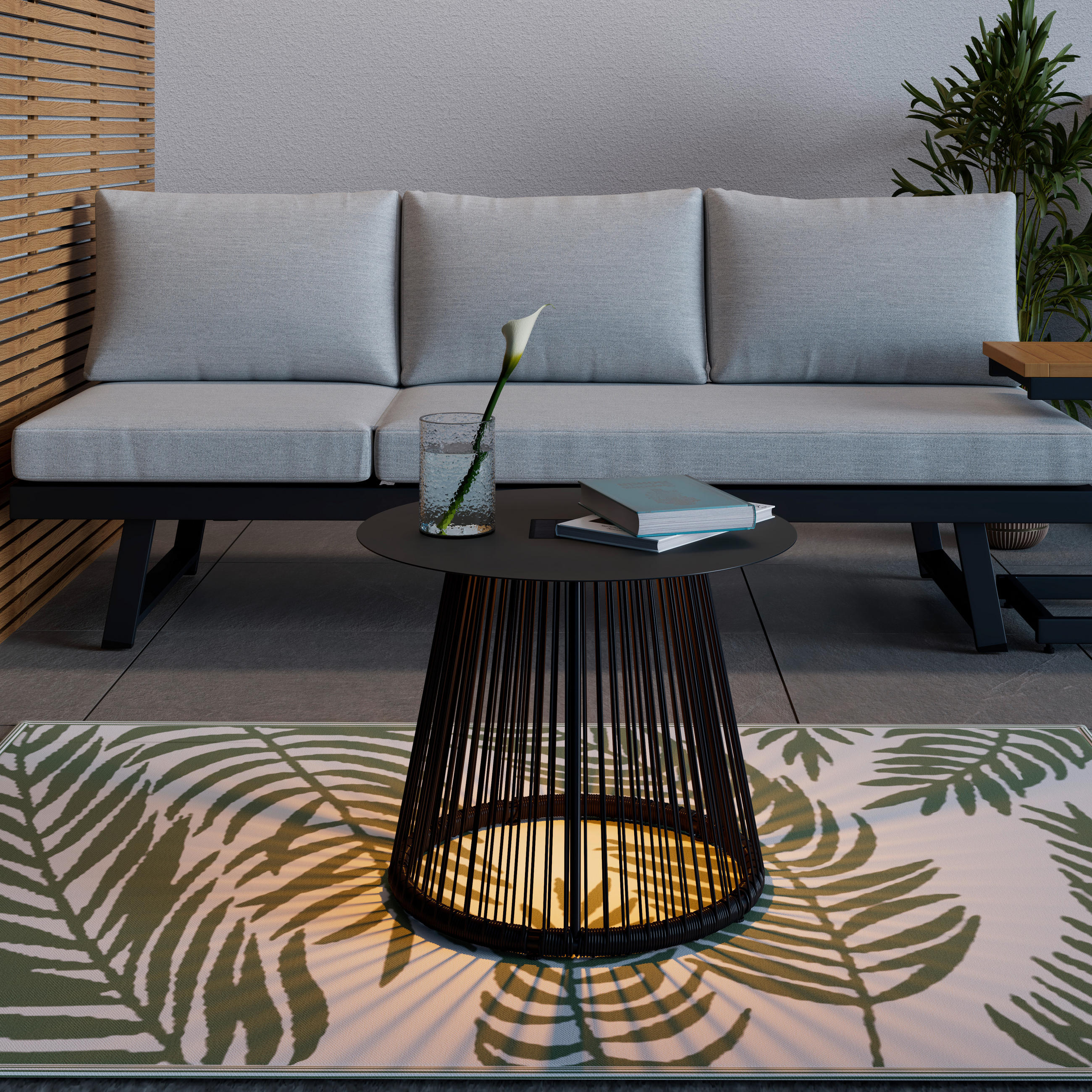 POMOĆNI STOČIĆ ZA BAŠTU 55/47/55 cm  - crna, Moderno, metal/plastika (55/47/55cm) - Bessagi Garden