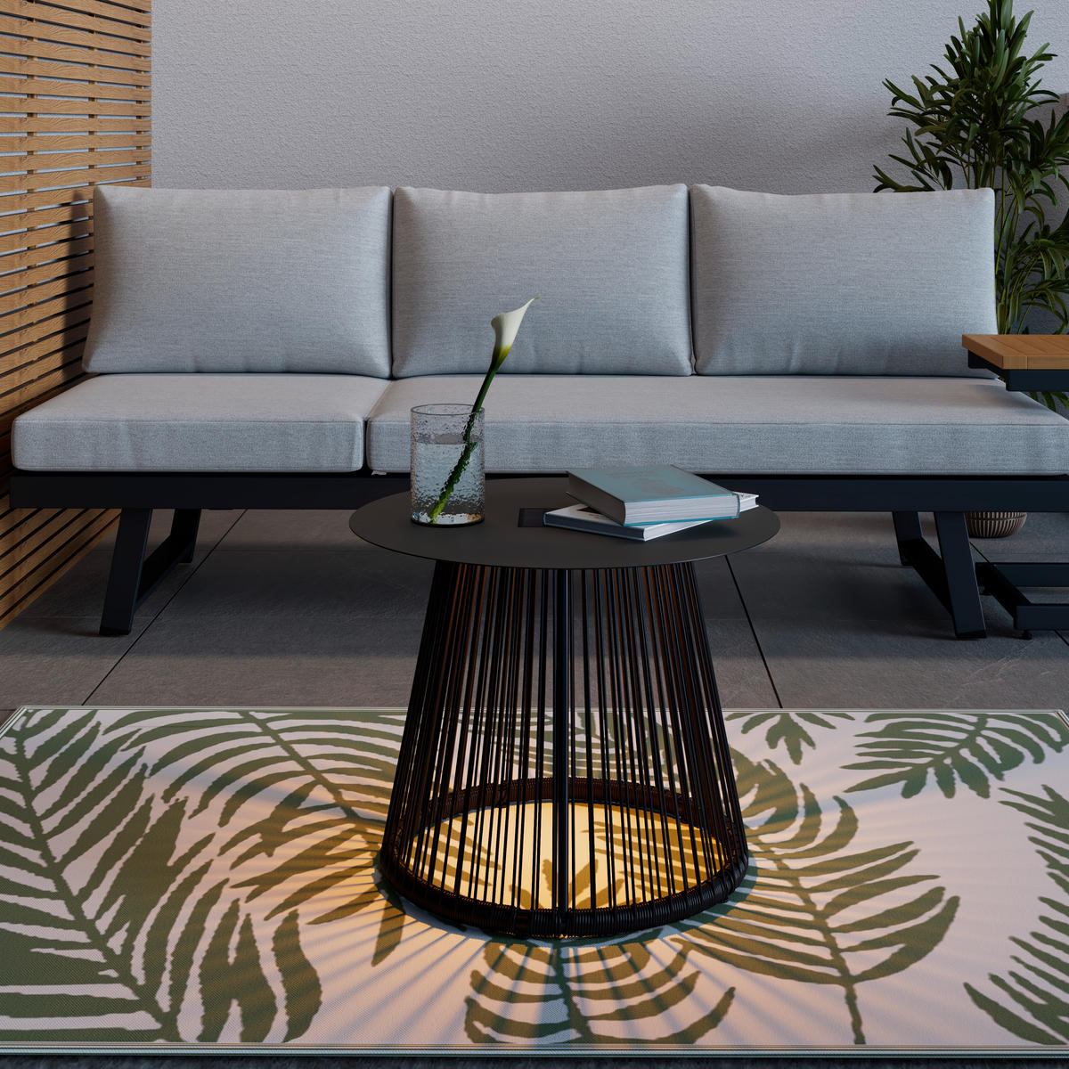 POMOĆNI STOČIĆ ZA BAŠTU 55/47/55 cm  - crna, Moderno, metal/plastika (55/47/55cm) - Bessagi Garden