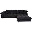 ECKSOFA Schwarz Webstoff  - Chromfarben/Schwarz, Design, Textil/Metall (337/228cm) - Carryhome