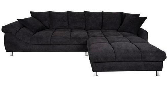 ECKSOFA Schwarz Webstoff  - Chromfarben/Schwarz, Design, Textil/Metall (337/228cm) - Carryhome